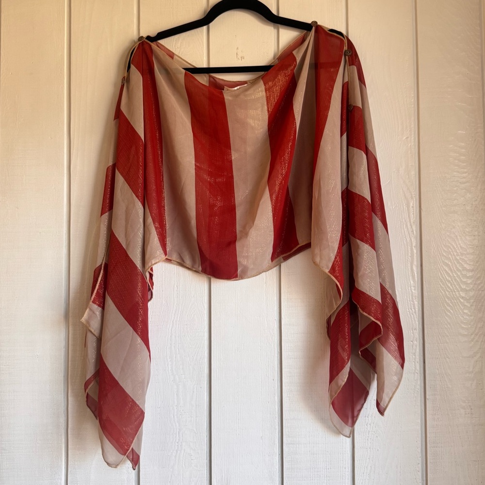 Forever Heather Y2K Striped Sheer Sparkly Shawl